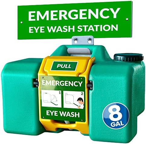 MAASTERS 8gal Portable Eye Wash Station, Wall Mount Eyewash Station OSHA-Approved, Emergency Eye Wash Station with Mirror & Dual Spray, First Aid Eye Wash Units, Ansi Certified Eye Washing Station