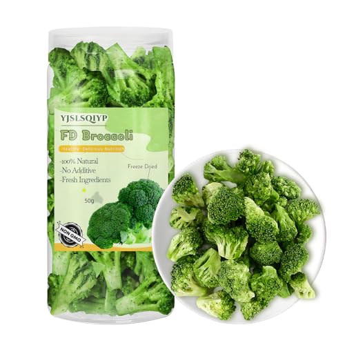 Freeze-Dried Broccoli Crunch - 100% Natural No Additives | 1.76oz (50g) | Vegan Non-GMO Keto-Friendly | Perfect for Snacking Camping & Cooking. Organic Freeze-Dried Broccoli Florets - 50g | Single-Ingredient Vegetable