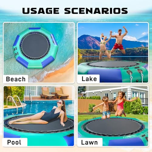 Ninghaovov Water Trampoline for Lake - Inflatable Floating Trampoline with Electric Pump & Rope Ladder Image 7