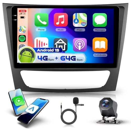 Radio para coche de 9" VECHTEL para Mercedes W211 con Bluetooth y cámara para aparcar fácil
