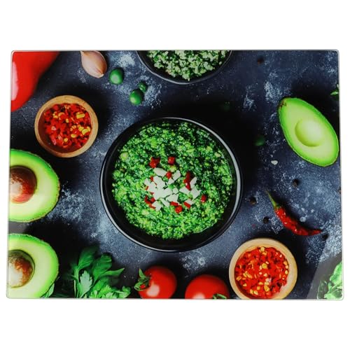 FESTA ITALIA Schneidebrett Glas - 20x30 cm - Glasschneidebrett mit Gemüse Motiv - Glasplatte küche für Gemüse, Fleisch & Brot - Glasbretter Hygienisch, Hitzebeständig, Kratzfest - Schneidebretter