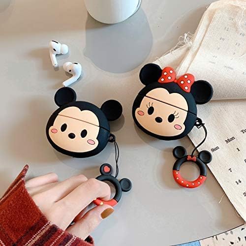 Image of Dezet Cute Soft Silicone Pouh Case for Airpods Pro GEN-2 (2022) � 3D Cartoon Animal Character Cover with Keychain Ring, Shockproof & Dustproof Protective Case for Kids & Girls (MININE)