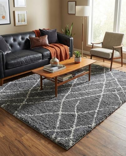 Rugs.com - Soft Touch Shag Rug – 9' x 12' Pebble Gray Plush Shag Rug – Cozy High Pile Area Rug for Living Rooms, Bedrooms, and Home Offices