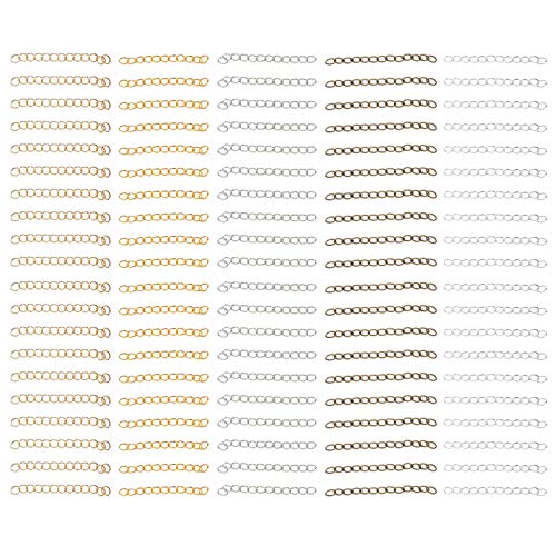 500Pcs Halskette Extender Edelstahl Halskette Armband Fußkettchen Verlängerung Ketten für DIY Handwerk Armband Halskette Schmuck Machen Zubehör 5Cm Cover