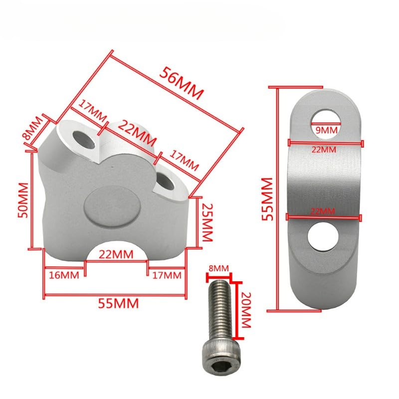 Abrazadera elevador de manillar universal 22 mm para evitar dolor de brazos en moto 3