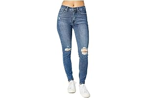 Judy Blue Women's Tummy Control Distressed Skinny Jeans