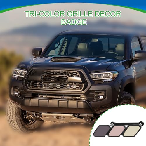 Image of Tri-Color Grille Decor Badge, Front Grill Emblem, Tri-Color Grille Badge Emblem Decoration Accessories, Grille Insert Trims Car Decor Fit for Tacoma 4Runner Tundra (Rose Gold)