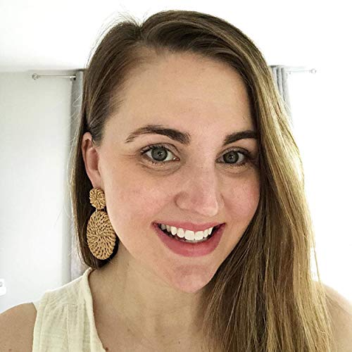 Rattan Statement Hoop Earrings - Woven Dangle Drop Earrings Set3