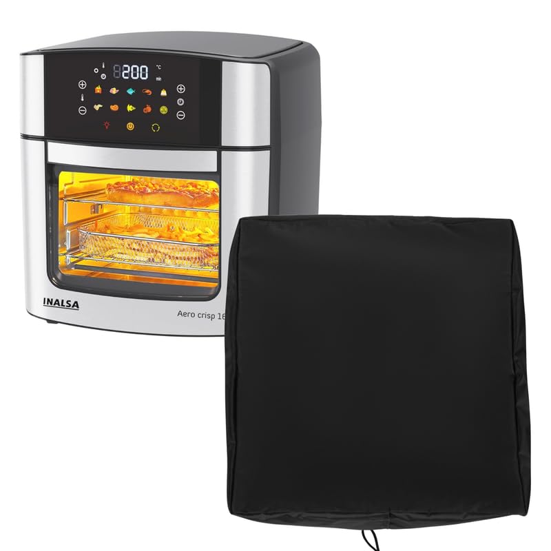 tdcl air fryer cover compatible with inalsa 16 liter air fryer oven – waterproof dust cover with drawstring closure, durable kitchen appliance protector (black)