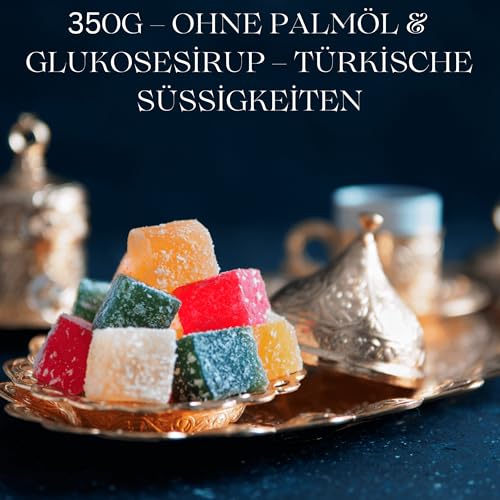 Premium-Qualität Turkish Delight, Pistazien Lokum – 350g – Ohne Palmöl & Glukosesirup –Türkische Süssigkeiten, Traditionelle Süßigkeit aus der Türkei (1 Stück, Pistazien Delight)