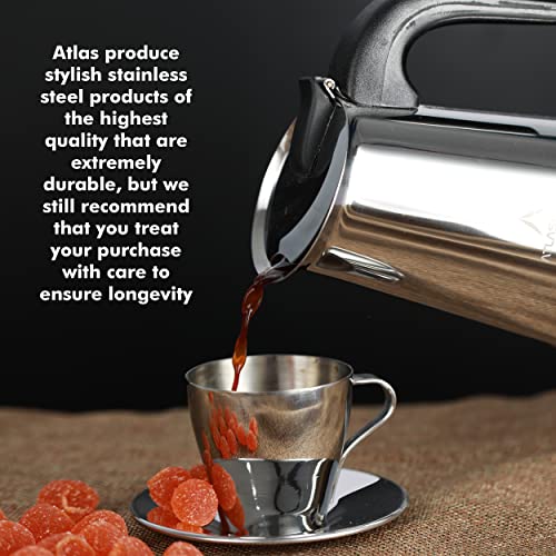 Image of Atlasware Stainless Steel Coffee Maker | Filter Coffee Black Tea Pot Compatible with Induction, Gas Stove | Durable Compact BPA Free Espresso Percolator for Home, Kitchen and Travel (Silver, 4 Cup)