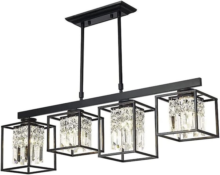 Luxe Cristal en Fer forgé Suspension Carrée Lustre Chic