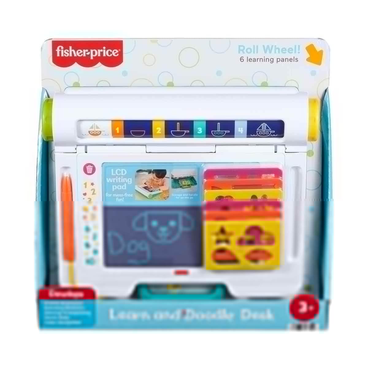 Fisher-Price Tabliczka znikopis „Rysuj i ucz się” z ekranem LCD do pisania i rysowania bez bałaganu, tablica, zabawka edukacyjna do kreatywnej zabawy i rysowania, dla dzieci od 3 roku życia, JDL70
