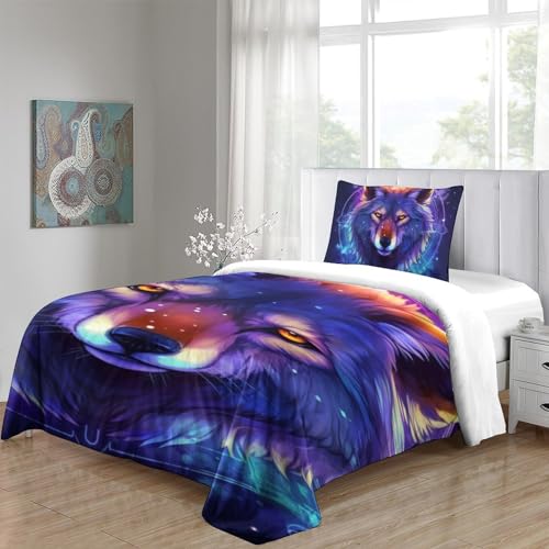 Parure de lit loup 135x200 cm en microfibre douce haute densité - 5