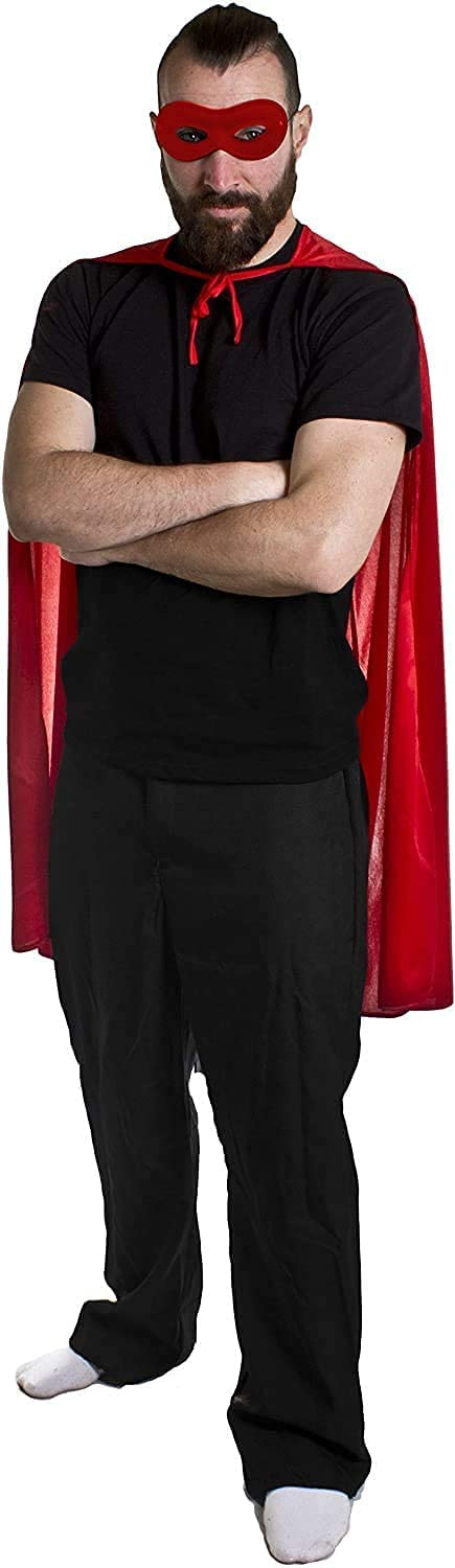 I LOVE FANCY DRESS LTD Capes et masques de super-héros pour adultes - Ensemble de déguisements de super-héros ou de méchants unisexes | Taille – Adultes | Couleur : Rouge