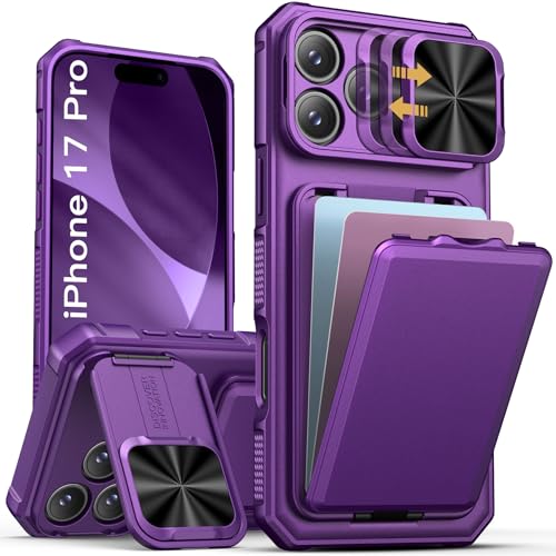 Image of SSLOTSCASE for iPhone 17 Pro Case with Card Holder & Hidden Stand, Purple