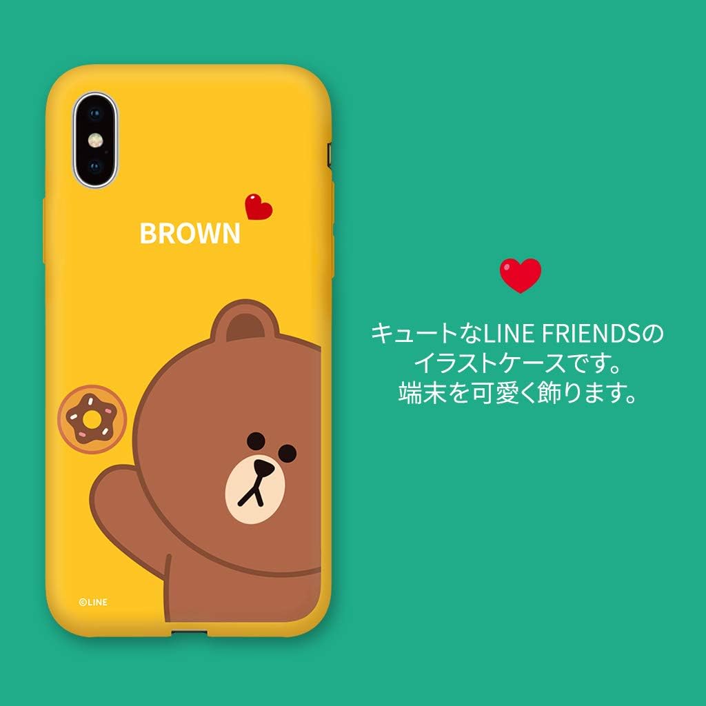 LINE FRIENDS KCL-CBS001 iPhone Xs Case, iPhone X, Color Soft Basic Brown, iPhone Cover, 5.8-Inch, Wireless Charging Compatible, Officially Licensed Product
