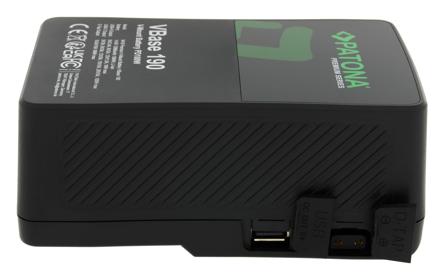 PATONA VBase 190 V-Mount Akku 190Wh mit V-Lock und PD 100W | USB-C, D-Tap und USB-A – Profi-Cinema-Akku für Kamera, Monitor und LED-Licht, inkl. Hardcase