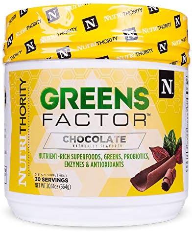 Nutrithority Greens Factor, Nutrient-Rich Superfood Supplement, Chocolate, 30 Servings – with Greens, Probiotics, Enzymes, & Antioxidants – Boost Immune System, Brain, Skin, & Digestive Health Nutrithority Greens Factor, Nutrient-Rich Superfood Supplement, Chocolate, 30 Servings – with Greens, Probiotics, Enzymes, & Antioxidants – Boost Immune System, Brain, Skin, & Digestive Health