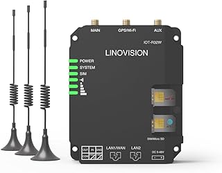 LINOVISION Industrial Unlocked 4G LTE Router, Support WiFi, Dual SIM Cards, RS485 and DI/DO, Secure VPN Access, Cloud Management, Cellular Router for M2M/IOT Application, Ethernet, Black