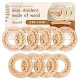 JK DRUMPLATES Mikki Joan | Baby Closet Dividers | 9-Pack Wooden Nursery Organizers | Leaf Design | Sizes Newborn-3T | Natural Boho Style | Premium Closet Size Rings for Baby & Toddler Clothes