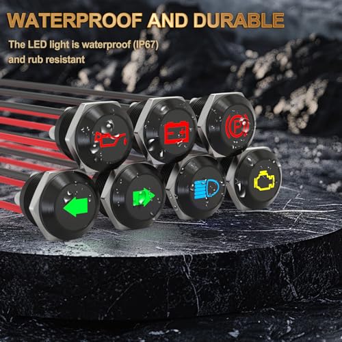 GASHER Pacote com 7 luzes indicadoras LED de 12 V, luz indicadora de painel piloto de 12 volts, luz