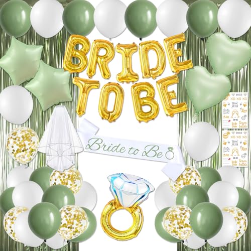 Sage Green Bachelorette Decorations Bride to Be Bridal Shower Decorations by suonengongyi - Used condition - US$10.75