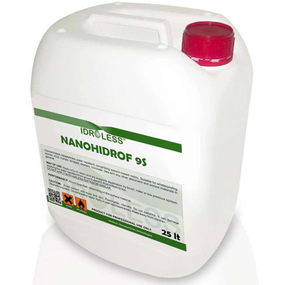 Nanohidrof-9S Hidrófugo Invisible 10L para Fachadas y Tejados | Nanotecnología de alta penetración. Impermeabiliza y repele el agua sin formar película. Alta transpirabilidad.