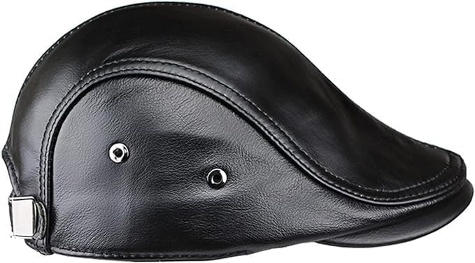 Men's Genuine Cowhide Newsboy Cap Leather Hat Adjustable Beret Caps Classic Golf Flat Ivy Cap Gatsby Driving Fishing Hat - Image 3