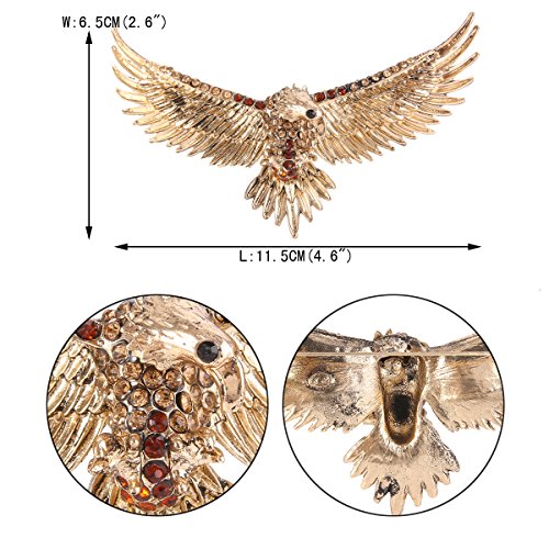 Ever Faith Women's Austrian Crystal Vintage Style Flying Eagle Bird Brooch Brown Antiqued Gold-Tone #TOP3