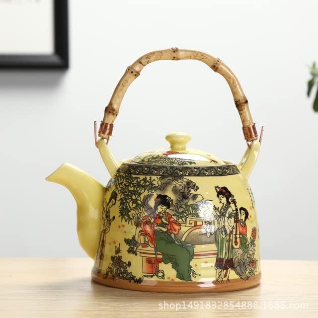 Teapots, ceramic teapots, Large Capacity Ceramics High Temperature Resistant 1L with Filter Ceramic Kettle Teapot Flower Pattern (Color : Q)