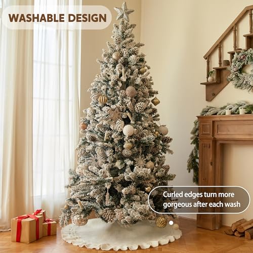36 Inch White Knitted Christmas Tree Skirt: Small Thick Cable Knit Round Cream Tree Skirt for 4-6FT Tree Rustic Neutral Farmhouse Christmas Tree Decorations Tree Base Cover by Noiclub - Image 5