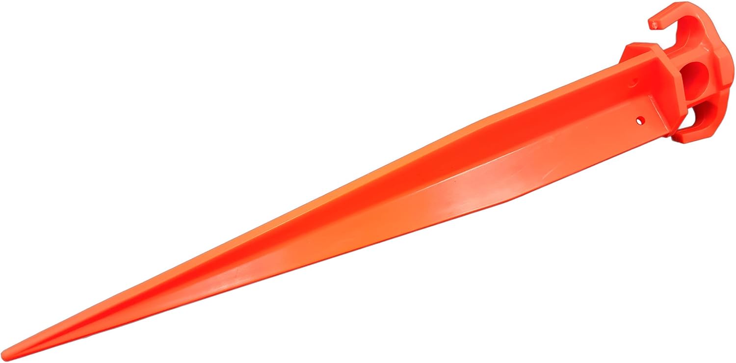 11-Inch 12-PCS Tent Pegs Garden Stakes Durable and Strong Plastic Tent Stakes for Beach Mat, Camping Tent, Beach Umbrella, Hiking, Garden, Landscape Stakes, Orange Stakes UV Resistant