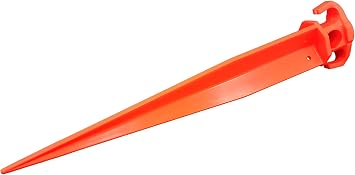 Plastic Tent Pegs Stakes, 12 PCS, 16, Orange, UV Resistant, Safety Style, Multi Use for Camping, Hiking, Garden, Landscape
