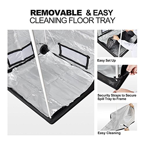 Ipower 96"X48"X78" Hydroponic Water-Resistant Grow Tent With Removable Floor Tray For Indoor Seedling Plant Growing 4'X8', Black And Silver #TOP7