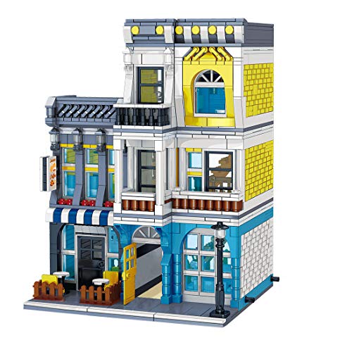 Foxom 4 In 1 Nahrungsmittelstraße Haus Bausteine Bausatz, Modular Buildings, Konstruktionsspielzeug Kompatibel mit Lego… – Bild 5