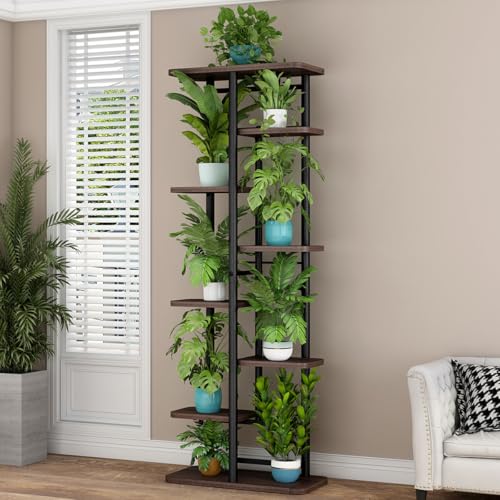 Estantería para plantas de 8 niveles, 136 x 36 x 23,5 cm, soporte de metal para plantas de varios niveles, soporte para plantas para interior y exterior, banco de flores, escalera para plantas