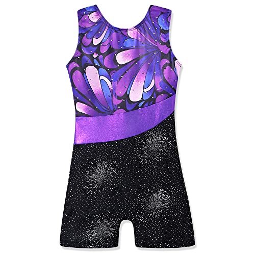 HOZIY Purple Gymnastics Leotards for Girls Sparkly Size 7-8 Years Old Biketards