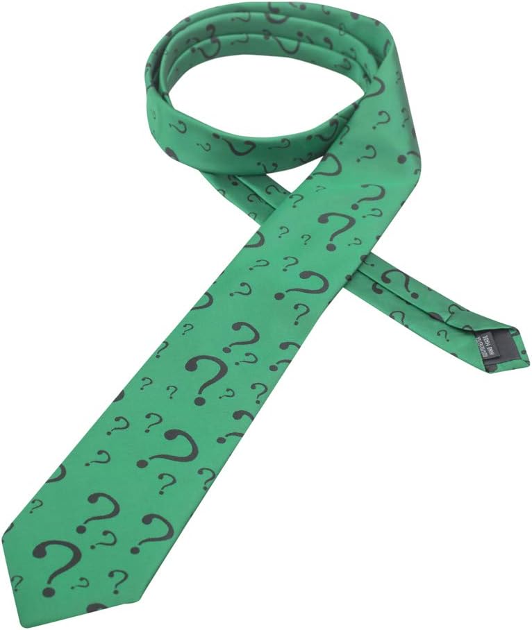 Super Hero Villain Riddle Question Mark Neck Tie Halloween Costume Accessory Green - One Size