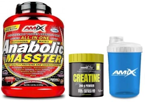 AMIX Anabolic Masster 2kg Vainilla + Hiro.lab Creatine Powder 200 mesh,200 Gramos + Batidor