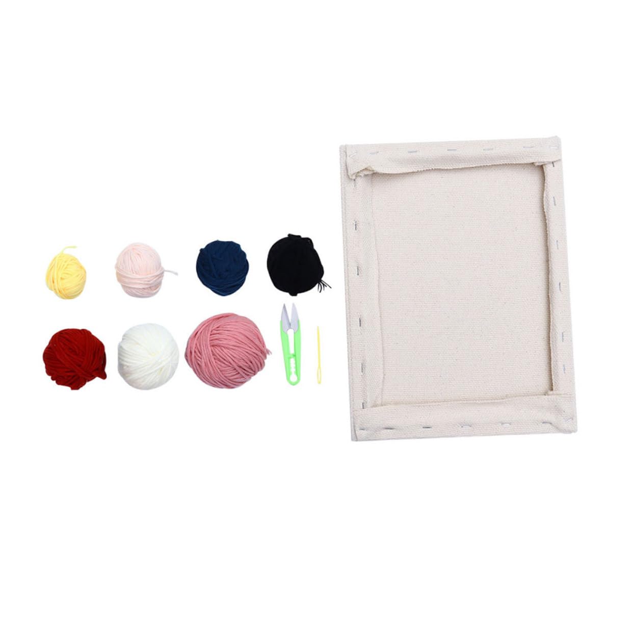 DOITOOL Kit de Base Cuadrada para Bordado con Punzón Set Diy para Principiantes Incluye Tijeras Hilos Colores Herramientas de Manualidades para Patrón Estilo Niña Pequeña