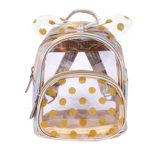 Little Girls Mini Clear Backpack Transparent Casual Daypack Bookbag Glitter Polka Dots Bow Cute See-thru Backpack (light gold) Little Girls Mini Clear Backpack Transparent Casual Daypack Bookbag Glitter Polka Dots Bow Cute See-thru Backpack (light gold)