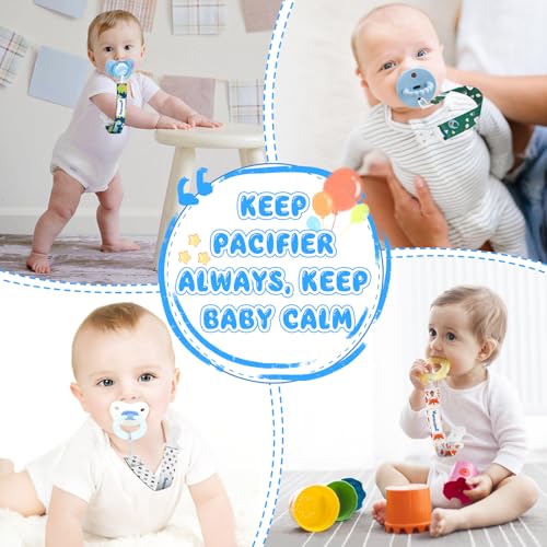 Image of Pacifier Clips for Boys,6 Pack Stylish Binky Clips Strap,Paci Holder with Clip Lightweight Universal Fits Most Pacifiers Teether Toy Teething Ring Soothie,Baby Shower Gifts(Green & Blue)