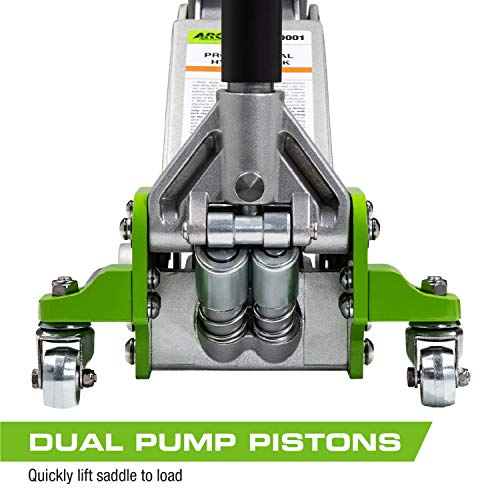 Arcan 3 Ton (6,000 Lbs.) Hybrid Heavy Duty Aluminum And Steel Low Profile Floor Jack With Dual Pistons Reinforced Lifting Arm (A20001) #TOP2