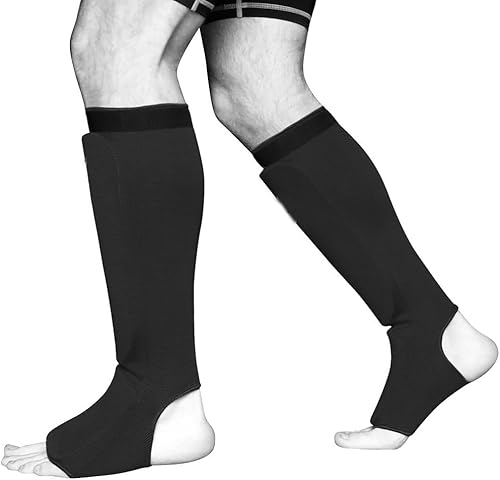 Elite Sports Muay Thai MMA Shin Guards (M, Black)