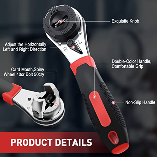Halaron Adjustable Ratcheting Wrench, Adjustable Ratchet Wrench For 6-22Mm Screw Anti-Rust Adjustable Socket Wrench Ratcheting Set With No-Slip Hand Tool #TOP4