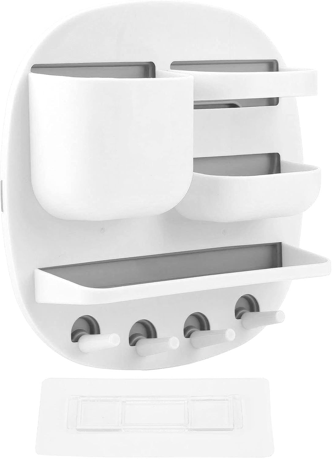 Jeanoko Wall Mount Storage Box, Self Adhesive Holder Remote Control Organizer Enlarged Capacity Nail Free Installation for Bedroom (White)