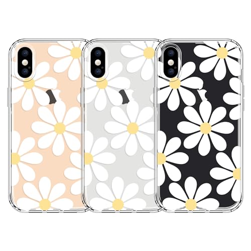 GYZYA for iPhone X and iPhone Xs Case, 5.8 Inch Clear with Flowers Design, Cute Protective Slim TPU Bumper with Shockproof Non-Yellowing Back Cover for Women and Girls (Daisy) by GYZYA - Used condition - Image 3