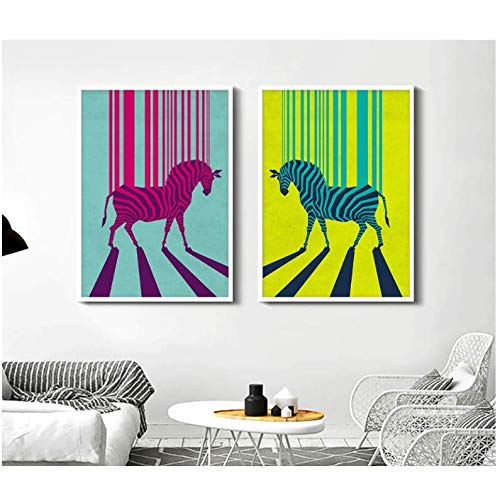 Peinture toile zèbre art moderne affiche inspirante pour maison