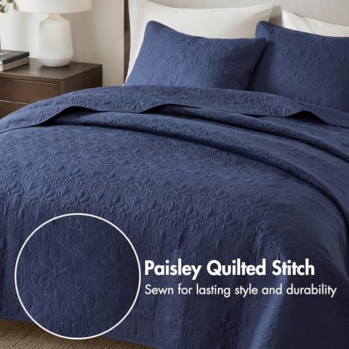 Image of Madison Park Luxurious Cotton Damask Quilt Set, 2PC Twin /Twin XL Bed Set